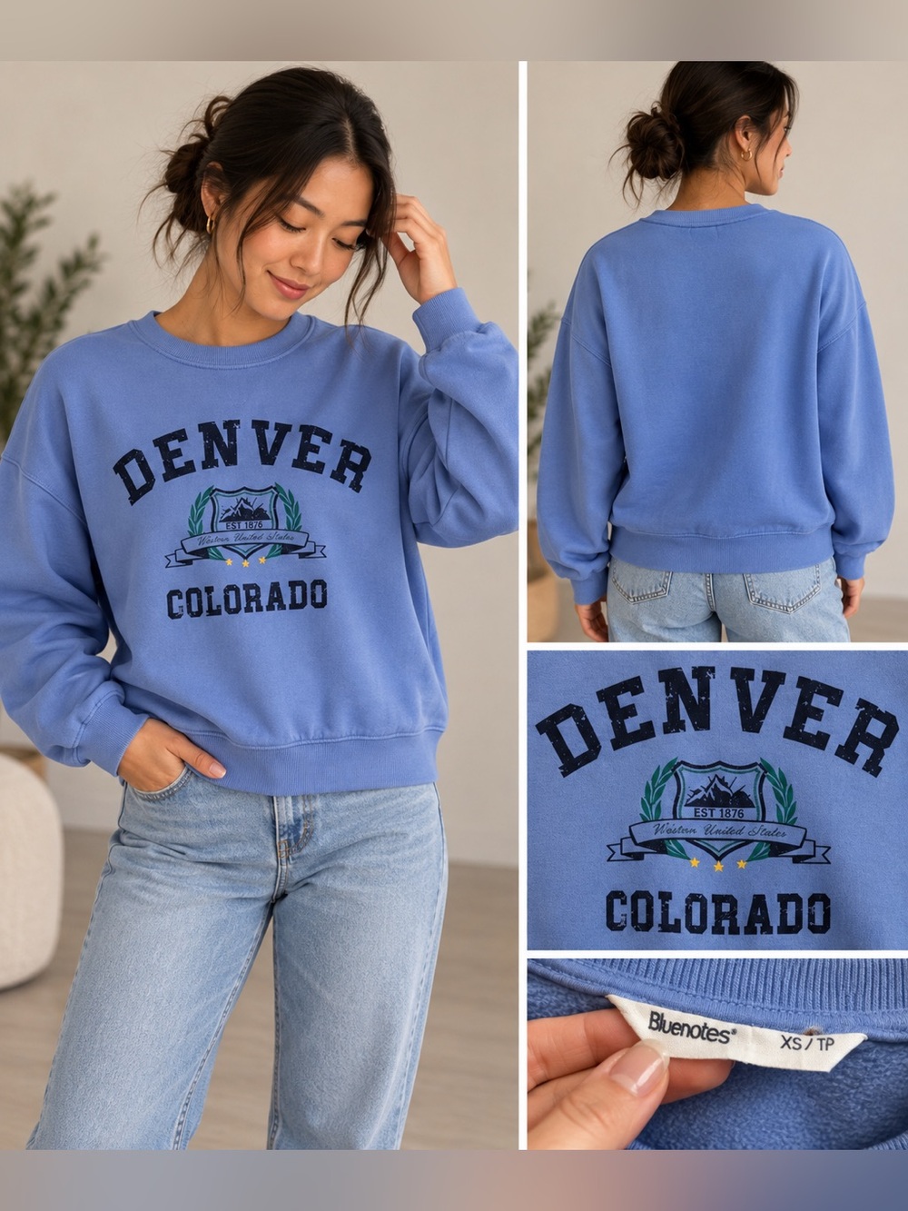 Bluenotes Denver Colorado Blue Graphic Sweatshirt
